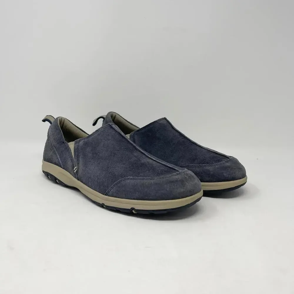 Duluth Trading Slip On Mocs Womens 9.5 Steel‎ Creek Blue Suede Water-Resistant